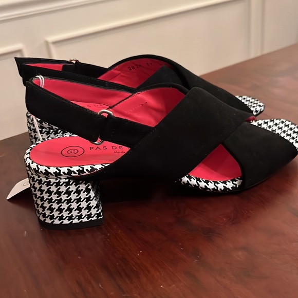 NWB Pas De Rouge Women's Fleur 2824 In Black Suede/Embossed Leather Size 37 - Picture 9 of 12